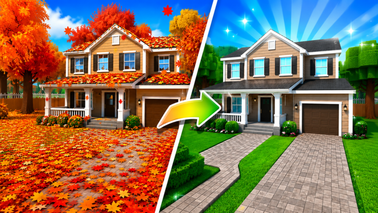 Garden cleaning gameplay in Garden Cleaner Evolution